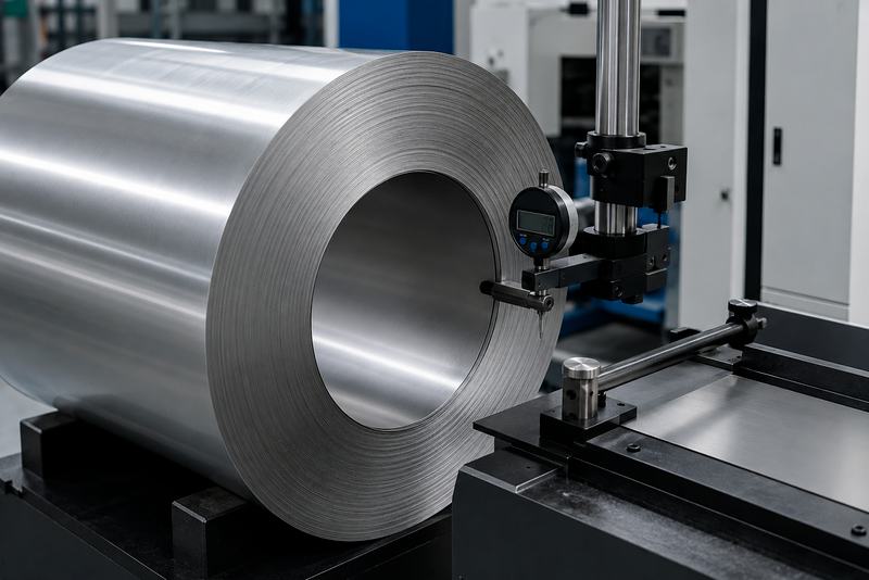 2205双相钢2B卷材在工业检测设备旁进行质量检测